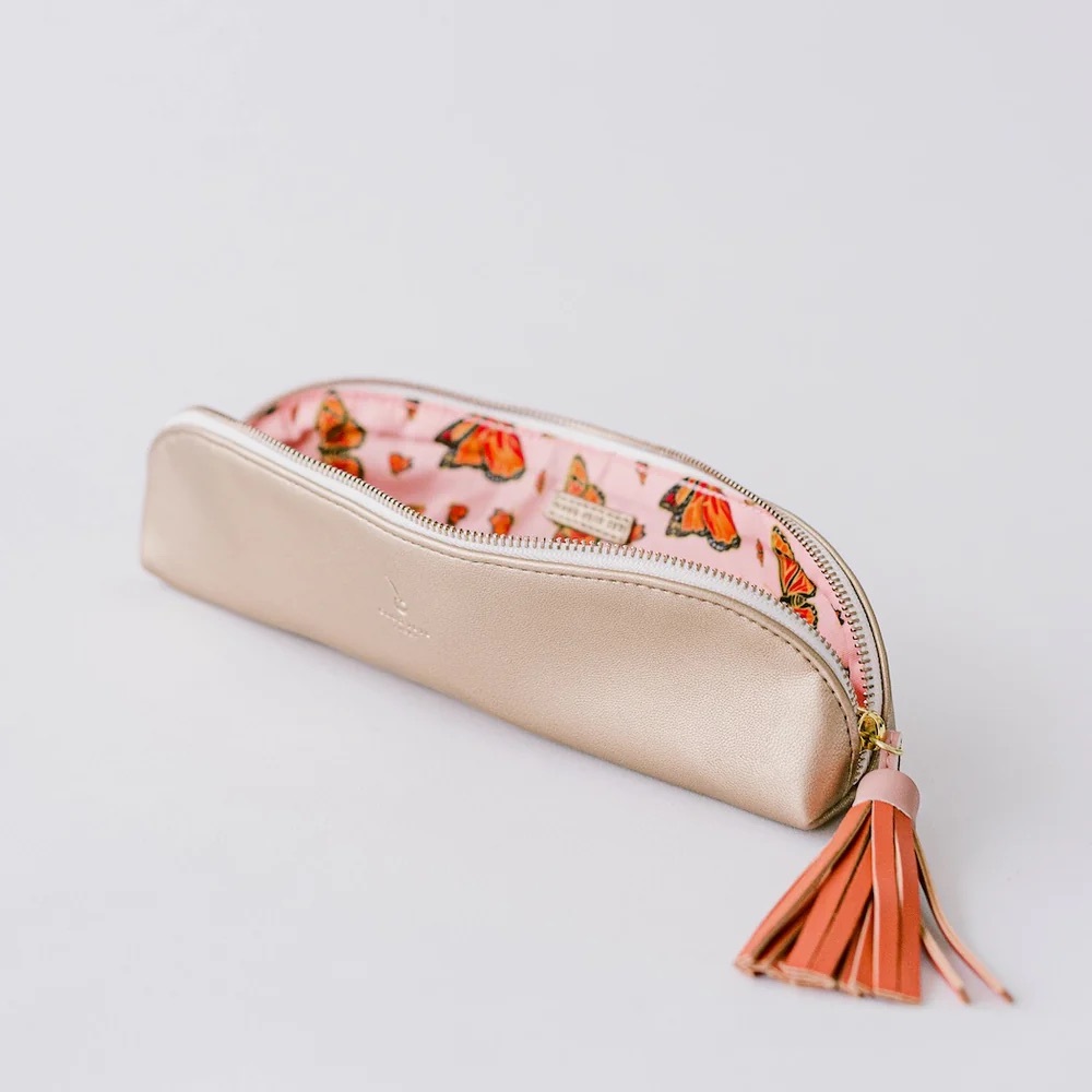 NEW Vegan Leather Pencil Pouch / Makeup Bag
